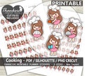 Cooking Printable Planner Stickers, Character Printable Sticker, Bullet Journal, Coloring Stickers - CUT FILES product logo