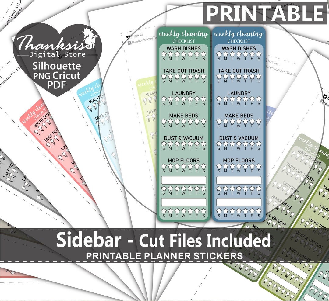Sidebar Printable Planner Stickers, Erin Condren Planner Stickers ...