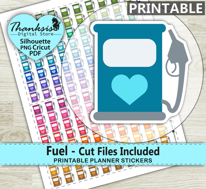 Cut Files 70/% OFF Sale Fuel Printable Planner Stickers Fuel Printable Stickers Erin Condren Planner Stickers