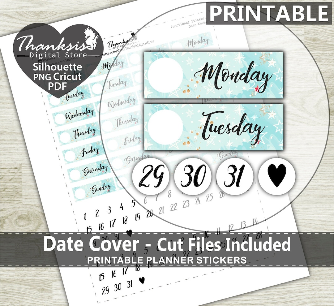 Date Cover Printable Planner Stickers, Erin Condren Planner Stickers ...