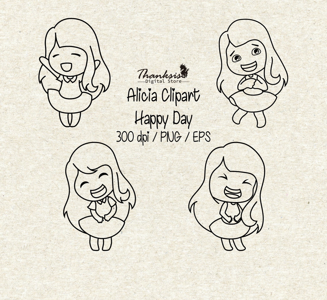 Alicia Clipart Happy Day Clipart Digital Stamp Planner - Etsy