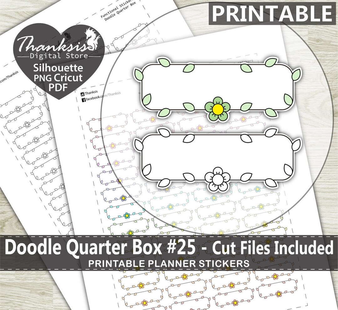 Doodle Quarter Box 25 Printable Planner Stickers, Erin Condren Planner ...