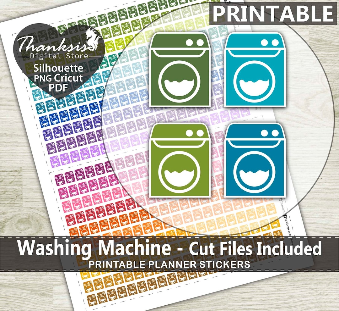 Washing Machine Printable Planner Stickers Erin Condren - Etsy