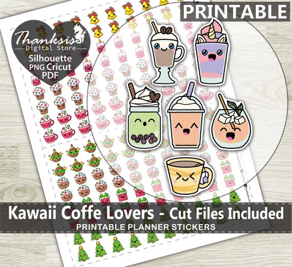 Kawaii Coffee Lovers Printable Planner Stickers Erin Condren | Etsy