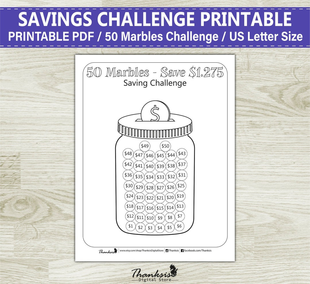 Savings Challenge Printable Money Saving Challenge Monthly Savings ...
