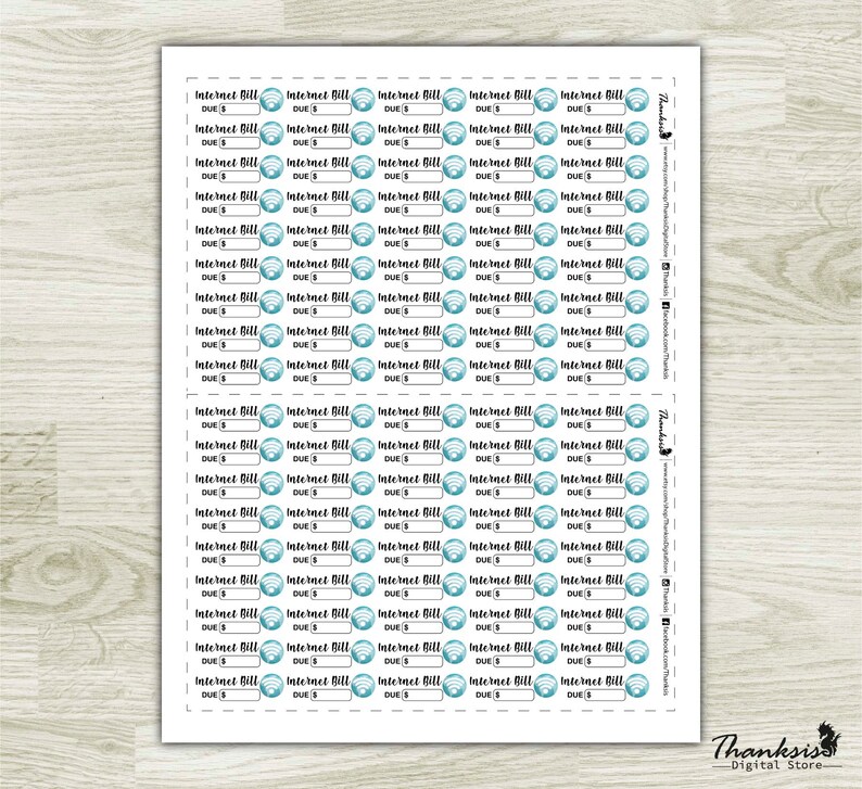 Internet Bill Printable Planner Stickers Erin Condren Planner - Etsy