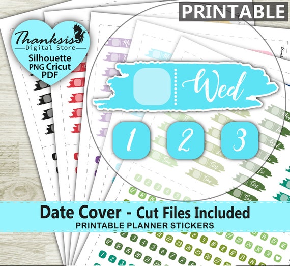 Date Cover Printable Planner Stickers Erin Condren Planner - Etsy
