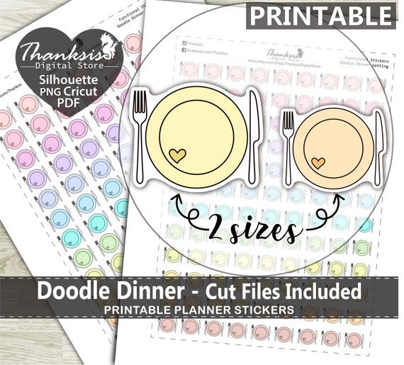 Dinner, Planner Stickers, Erin Condren