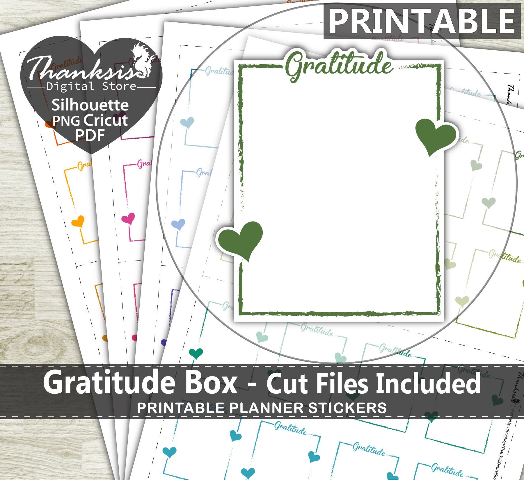 Gratitude Box Printable Planner Stickers Erin Condren Planner | Etsy