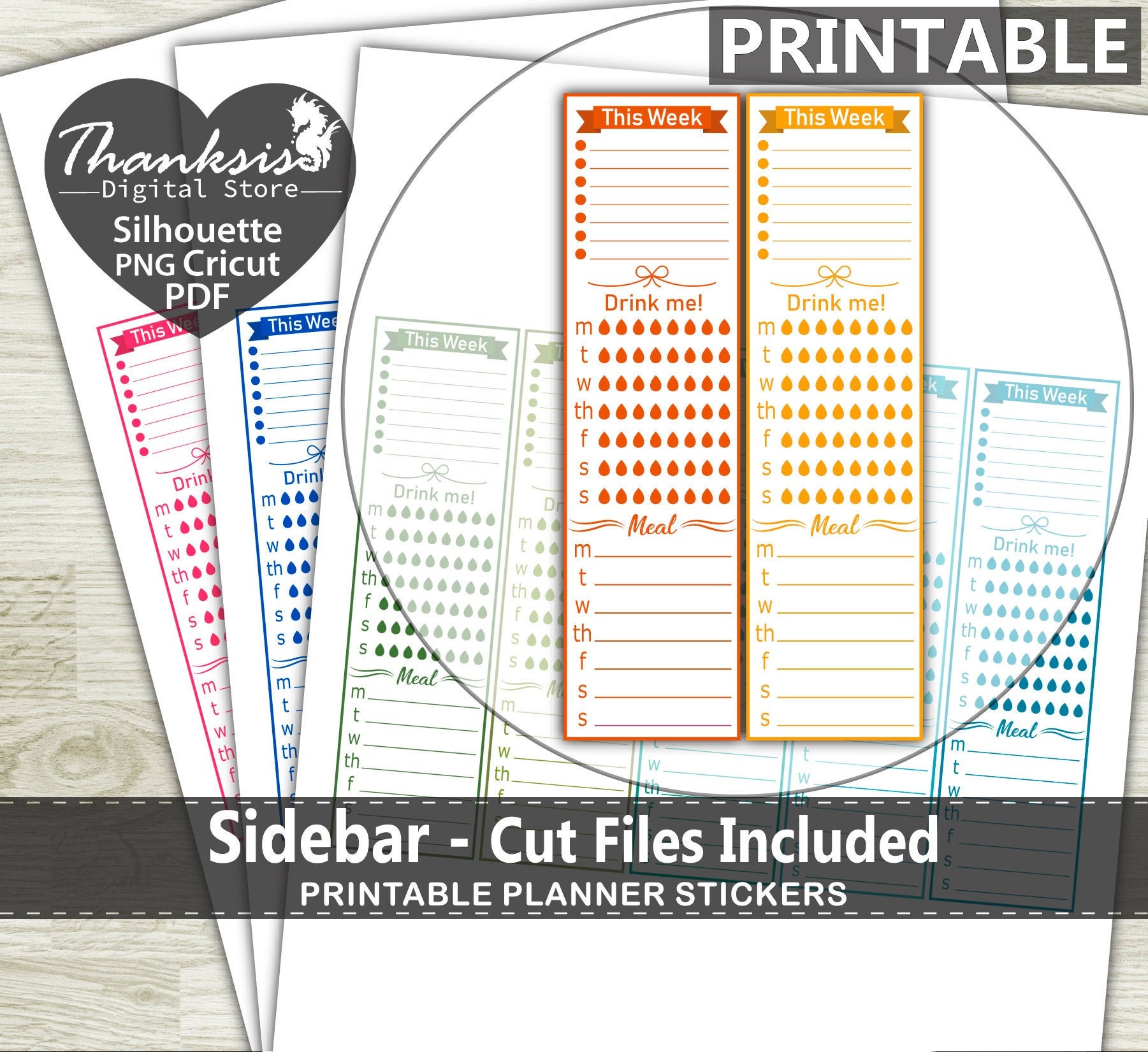 Sidebar Printable Planner Stickers Erin Condren Planner | Etsy