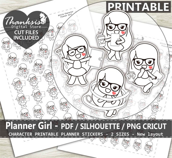 Planner Girl Printable Planner Stickers Character Printable | Etsy
