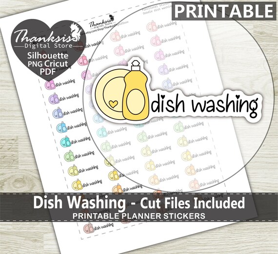 Doodle Dish Washing Printable Planner Stickers Erin Condren - Etsy