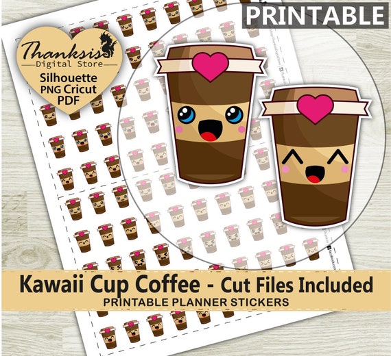 Kawaii Cup Coffee Printable Planner Stickers Erin Condren - Etsy