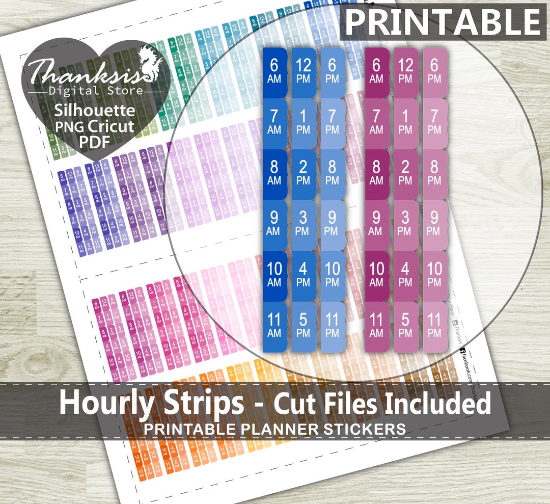 Hourly Strips Printable Planner Stickers, Erin Condren Planner Stickers ...