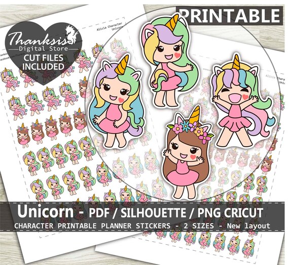 Unicorn Printable Planner Stickers Character Printable | Etsy