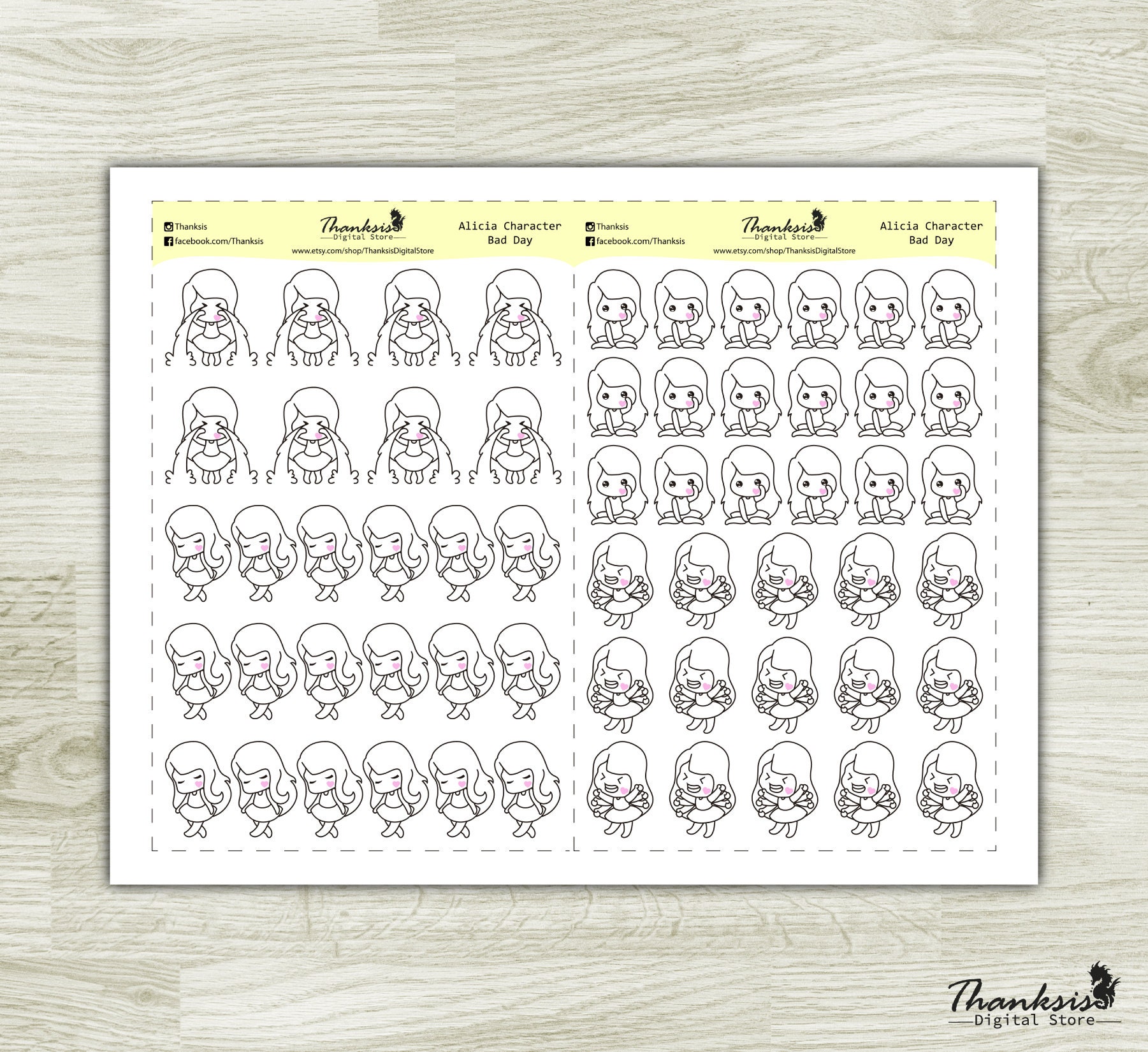 Bad Day Printable Planner Stickers Character Printable - Etsy