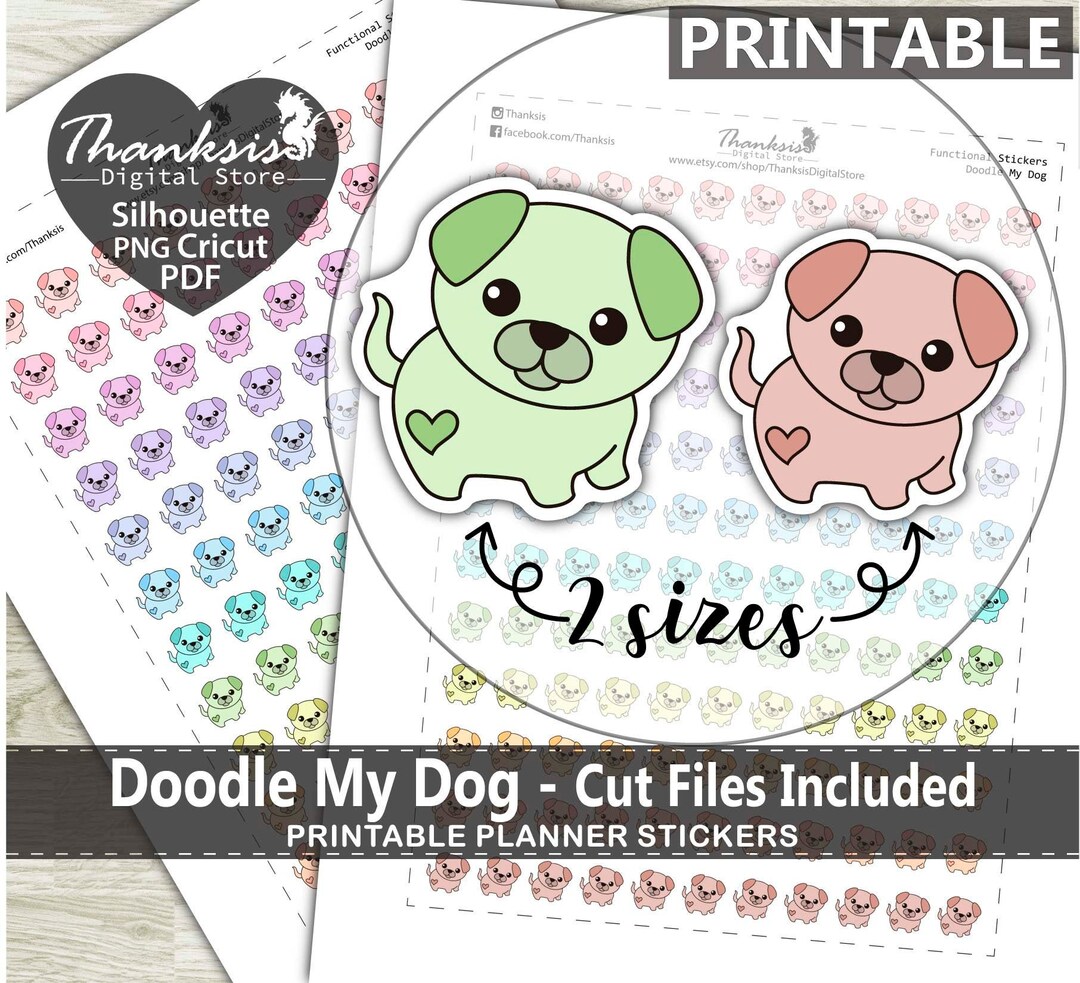 Doodle Dog Printable Planner Stickers, Erin Condren Planner Stickers ...