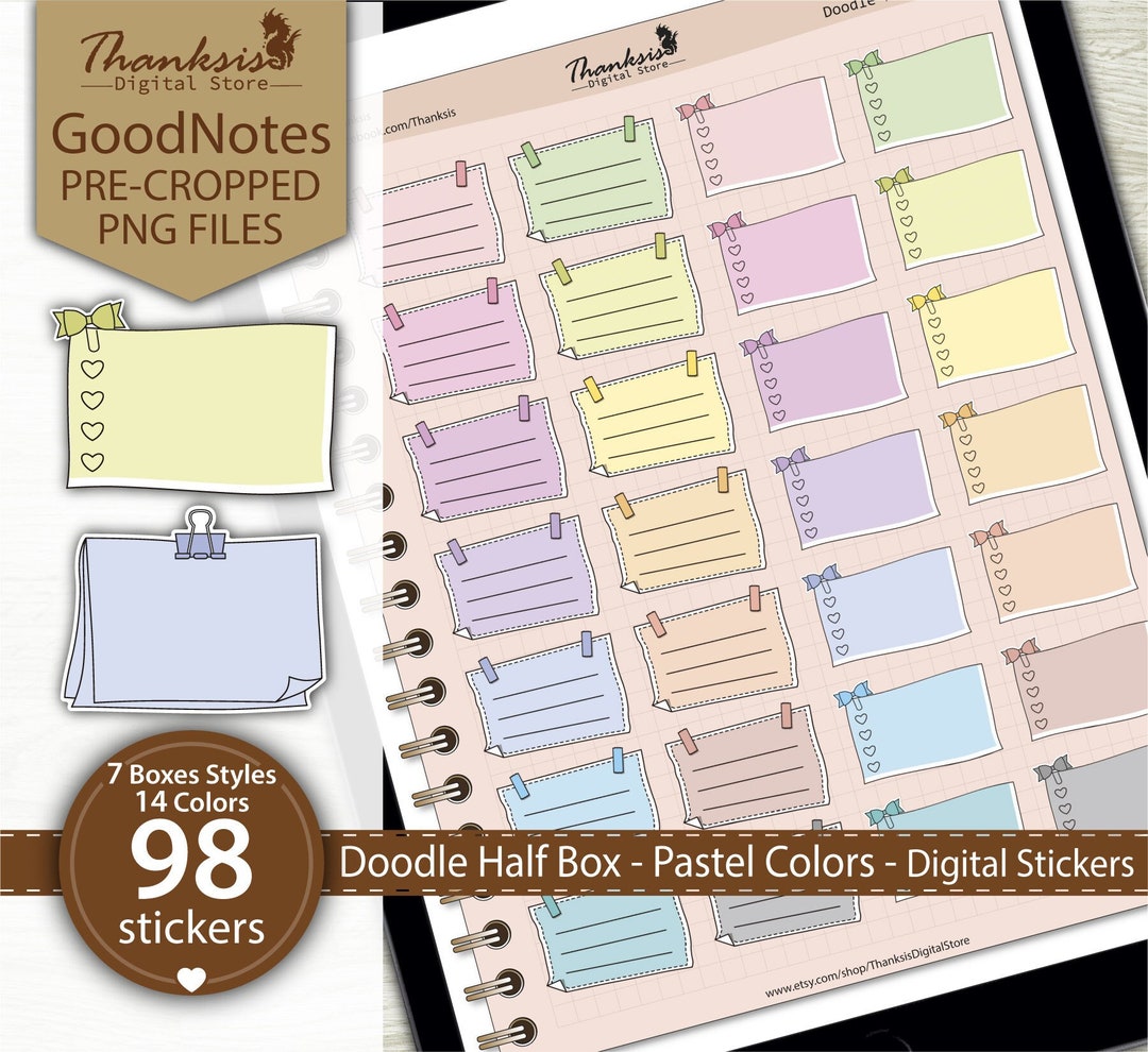 Doodle Half Box Digital Stickers Book Goodnotes Sticker Book - Etsy