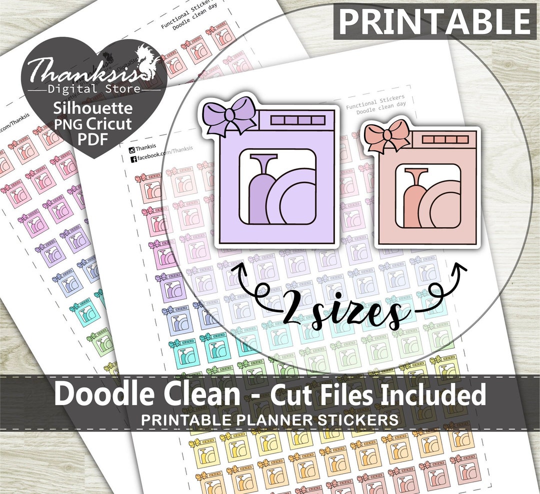 Doodle Clean Printable Planner Stickers, Erin Condren Planner Stickers ...