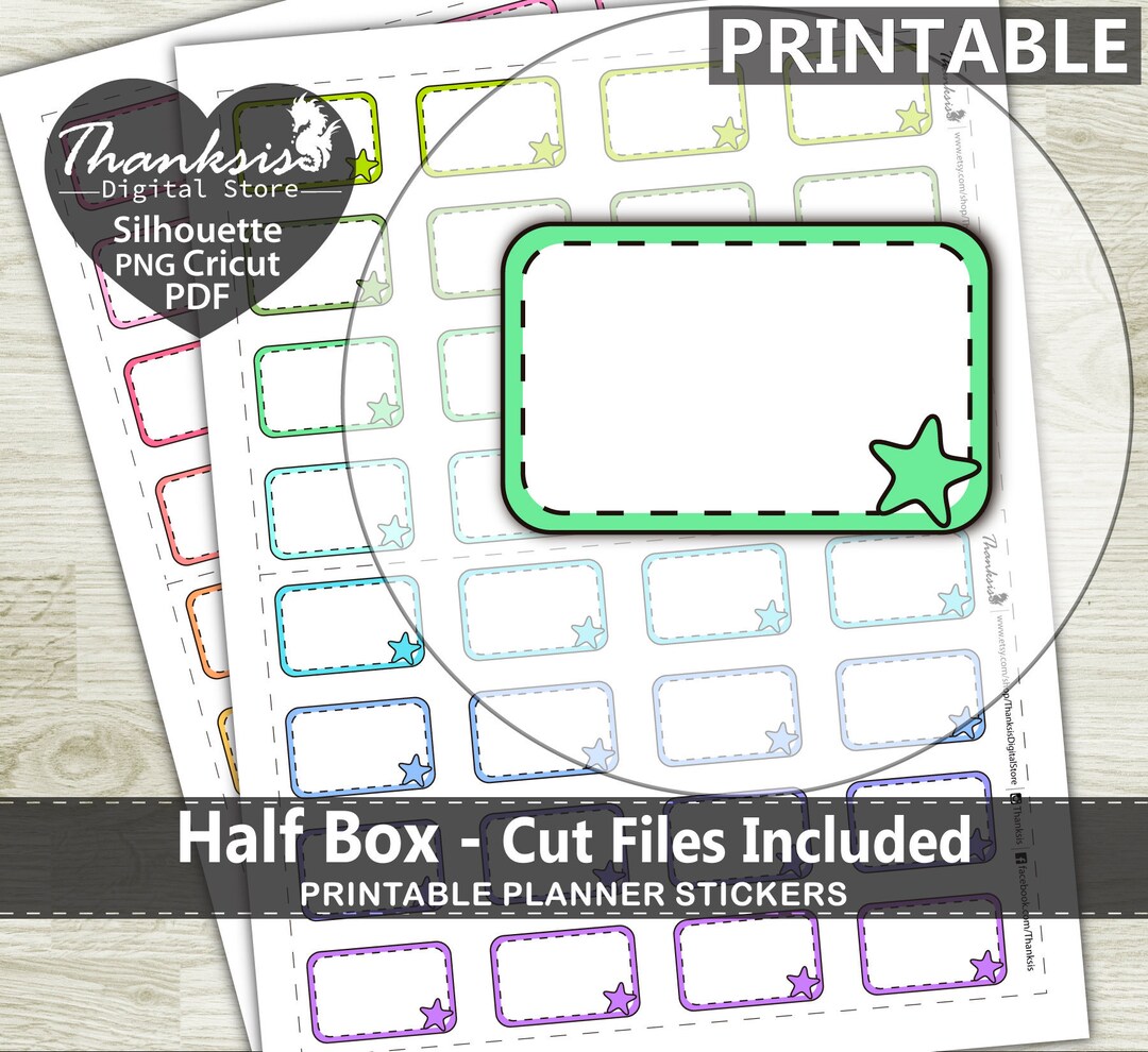 Half Box Printable Planner Stickers, Erin Condren Planner Stickers ...