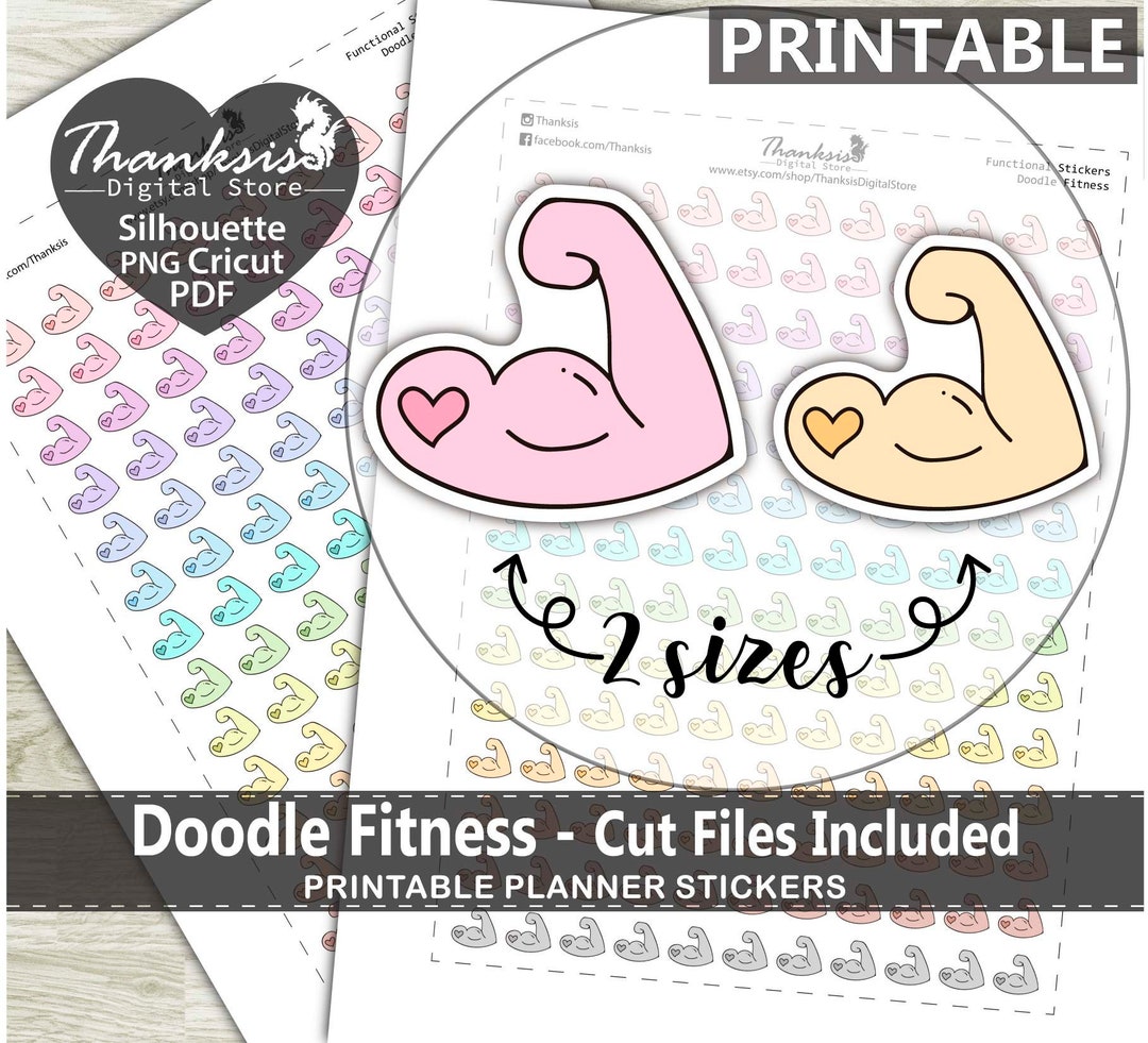 Doodle Fitness Printable Planner Stickers Erin Condren - Etsy Österreich