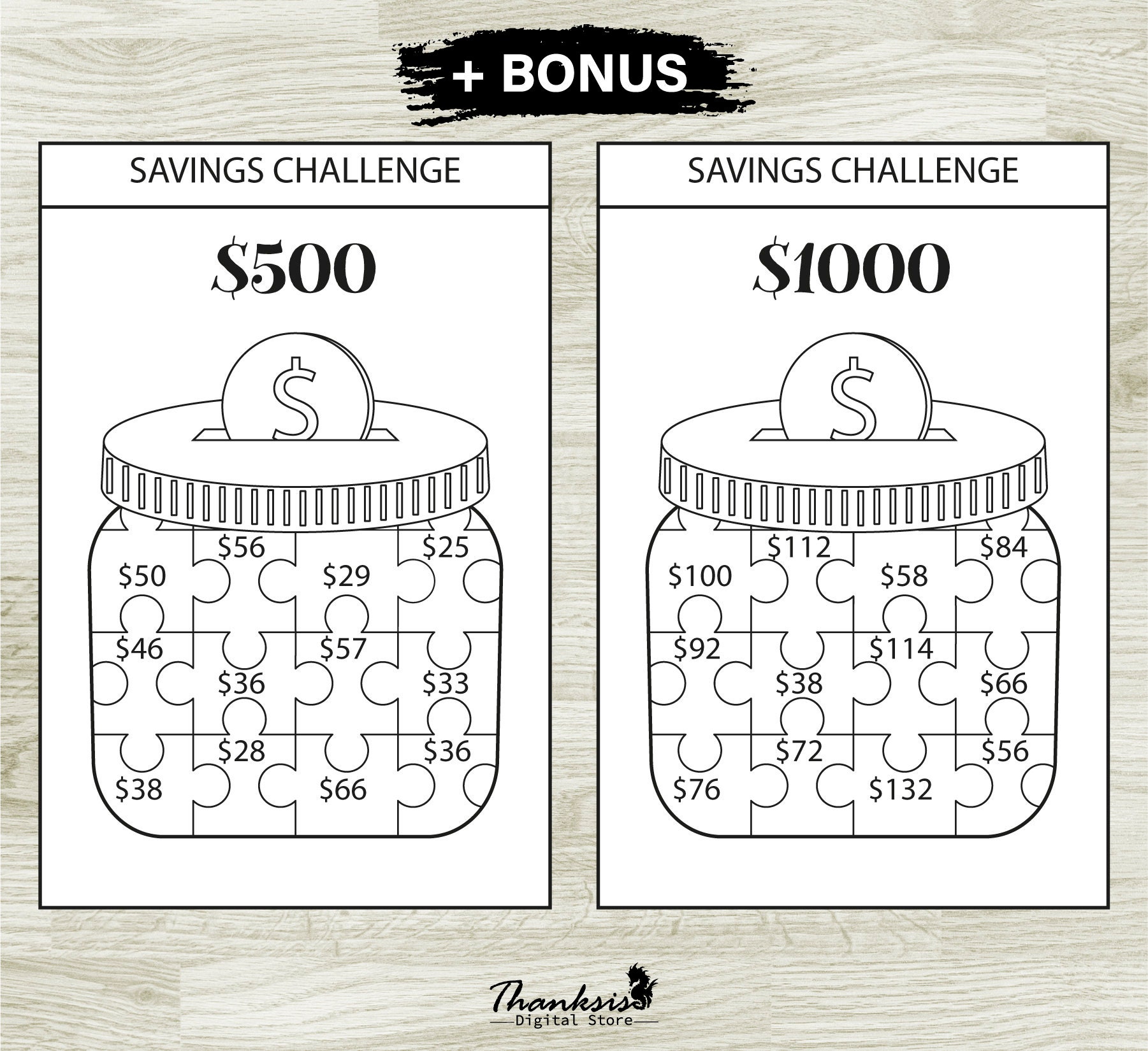 Savings Challenge Printable Money Saving Challenge Savings - Etsy