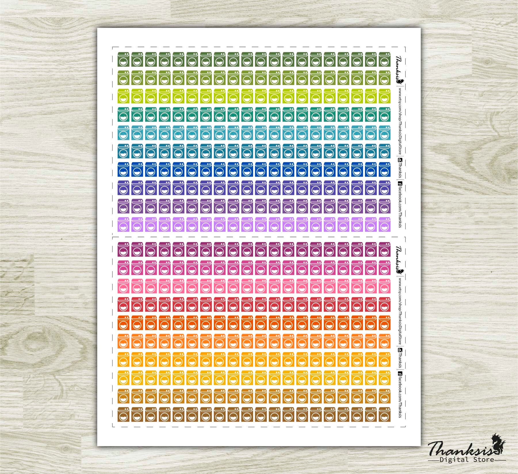 Washing Machine Printable Planner Stickers Erin Condren - Etsy