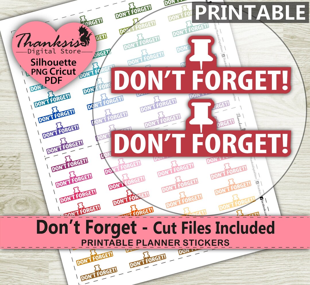 Don't Forget Printable Planner Stickers, Erin Condren Planner Stickers ...