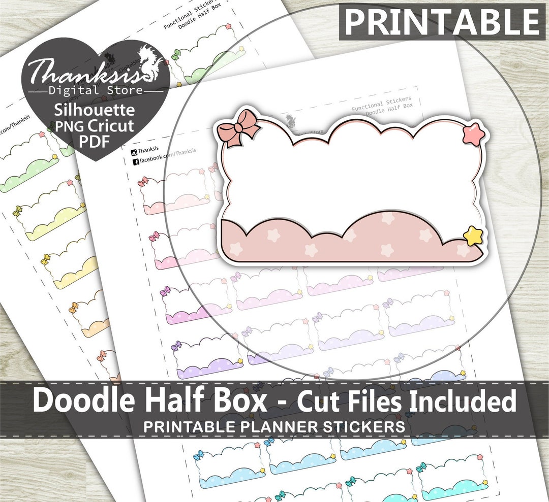 Doodle Half Box 16 Printable Planner Stickers, Erin Condren Planner ...