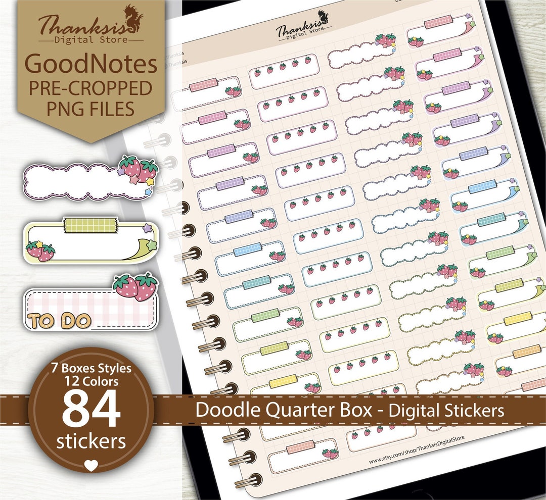 Quarter Box Digital Stickers Book Goodnotes Sticker Book Pre - Etsy