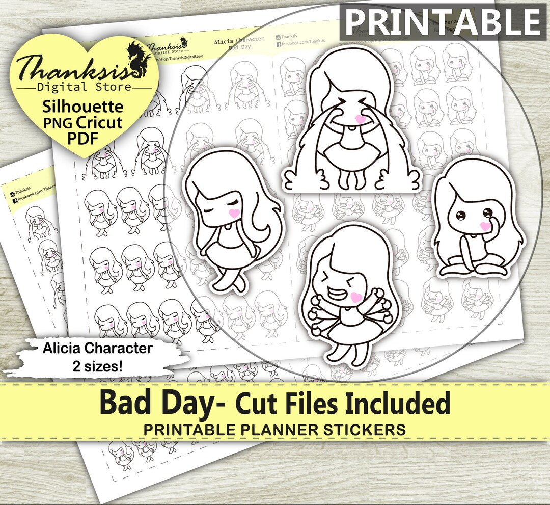 Bad Day Printable Planner Stickers Character Printable - Etsy