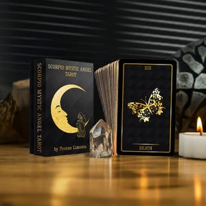 Tarot Deck, Scorpio Mystic Angel Tarot, Gold Gilded Edge plus Guidebook