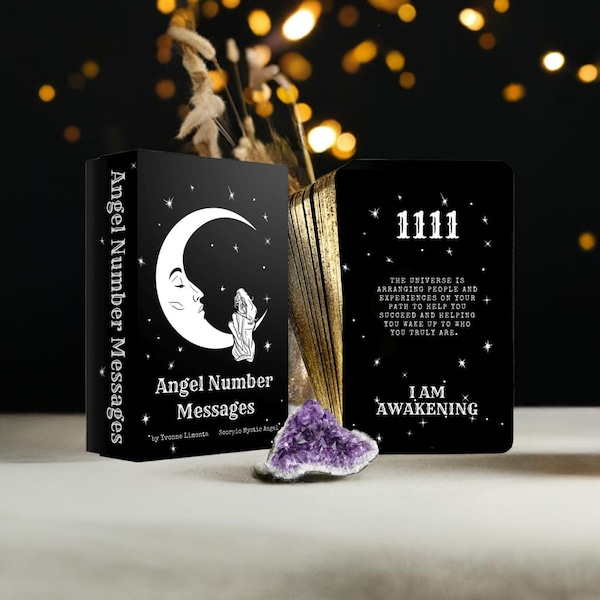Angel Number Messages & Affirmation Oracle Deck, 53 Cards, Gold Gilded Edge