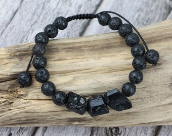 Black Tourmaline Bracelet, Protection Bracelet, Grounding and Balance