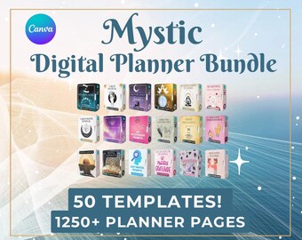 Mystic digitale plannerbundel | 1250+ pagina's, 50 canvassjablonen | Spirituele, wellness- en zakenplanners | Doorverkooprechten inbegrepen