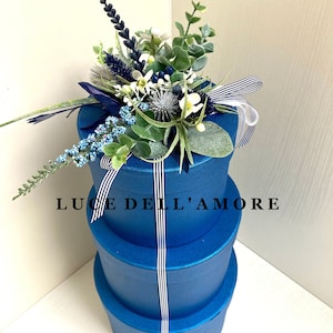 Caja para sombreros azul Conjunto de cajas para sombreros azules Cajas de regalo azules Caja para sombreros de regalo azul Caja de regalo azul Caja de regalo de lujo Caja para sombreros azul con decoración floral