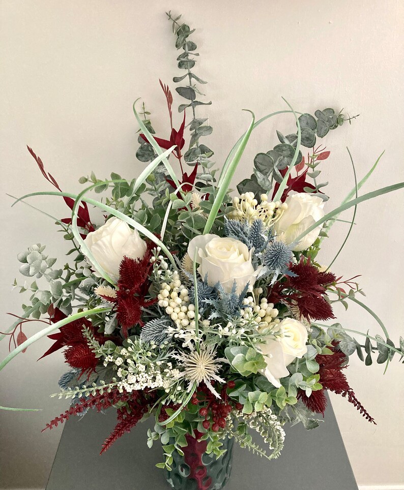 Extra Large Christmas Burgundy Artificial Flower Arrangement