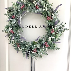 Eucalyptus 14 inch Polka Dot en Pepper Berry Krans