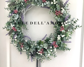 Eucalyptus 14 inch Polka Dot and Pepper Berry Wreath