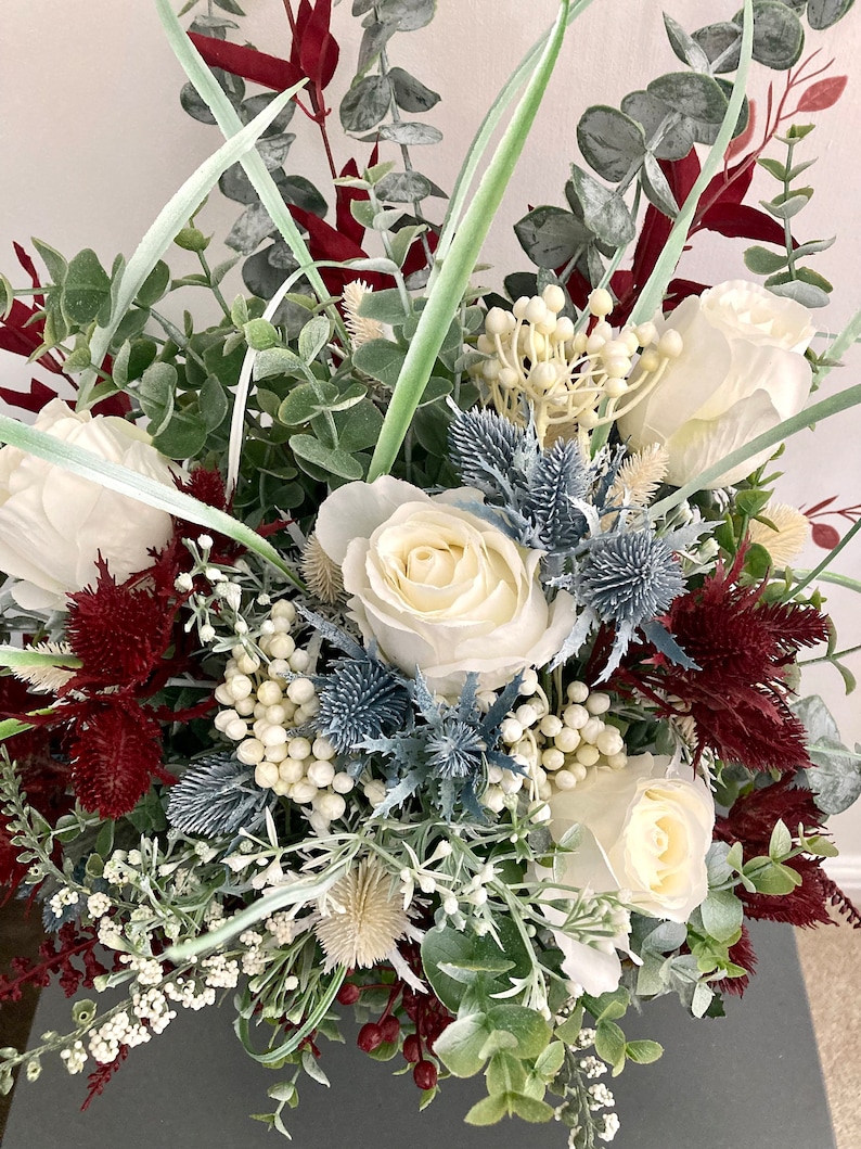 Extra Large Christmas Burgundy Artificial Flower Arrangement