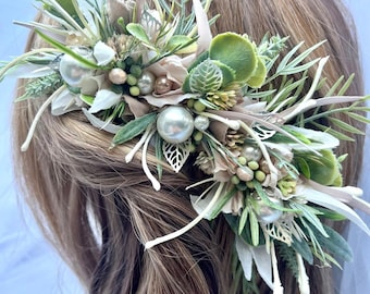 Blush Floral Wedding Hair Comb: Silk Hydrangea, Peony & Pearl Bridal Piece