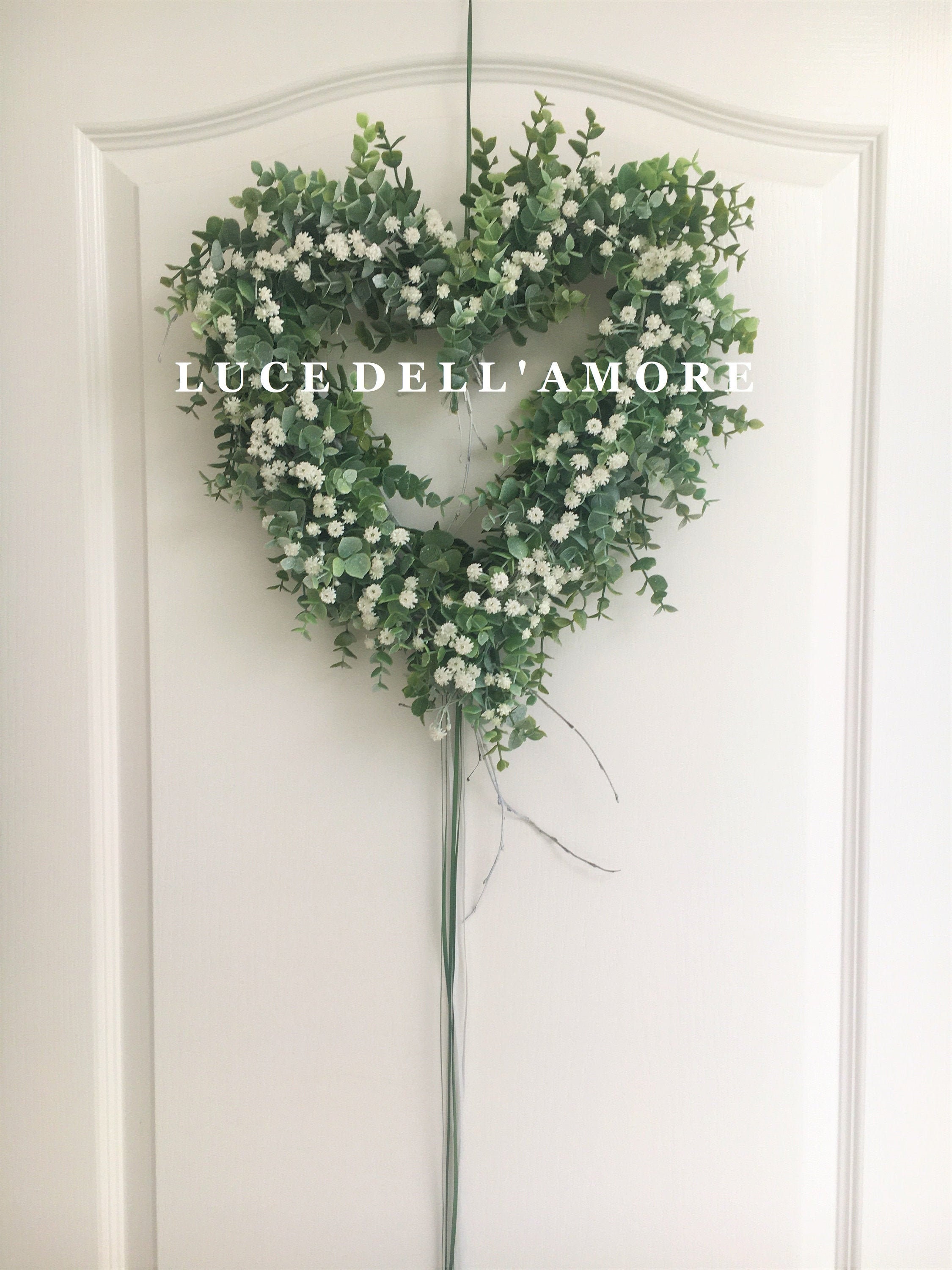 12 Inch Heart eucalyptus and gypsophila wreath