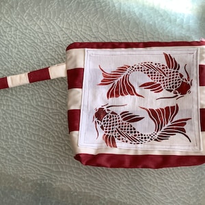 Bag cosmetics other hand print large 30 x33 cm Koi
