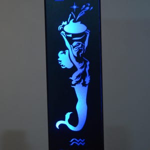 Aquarius Zodiac Lamp – RGB LED Bluetooth Night Light – Laser Cut Horoscope Decor – Handmade Gift for Aquarius Sign