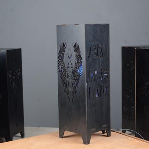 Ancient Egyptian Scarab LED Lamp – Handmade Wooden RGB Light with Hieroglyphs