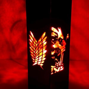 Attack on Titan Wooden RGB LED Lamp – Laser Cut Anime Night Light, Bluetooth Controlled USB Desk Lamp, Survey Corps Gift for Anime Fans