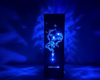 Lámpara de la constelación de Sagitario: luz nocturna astrológica de madera hecha a mano