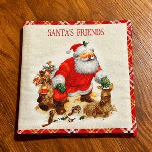 Santa’s friends cloth fabric baby book, Christmas fabric book, fabric book, cloth baby book, Christmas gift baby book, holiday baby gift