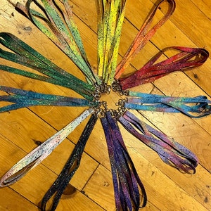 18” rainbow cloth lanyards, multicolored cloth lanyards, rainbow lanyards, lanyard with metal clasp