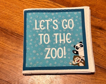 Let’s go to the zoo cloth fabric baby book,  zoo fabric book, fabric book, cloth baby book, fabric baby book, kids quiet book, zoo animals